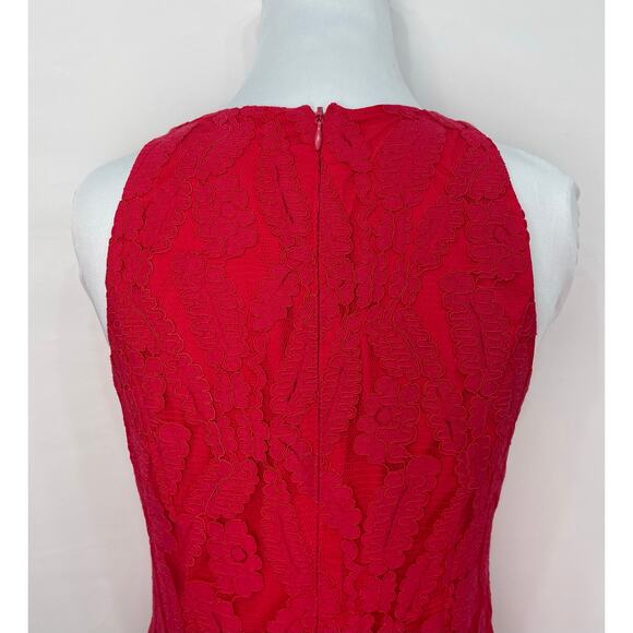 Maggy London Red Lace Sleeveless V-Neck Cocktail Dress Size 2 - Picture 6 of 11